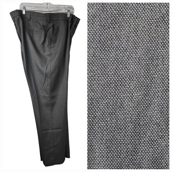 Haggar Men's 40x30 Performance Microfiber Slacks Heather Gray Trousers Uniform - Picture 1 of 16